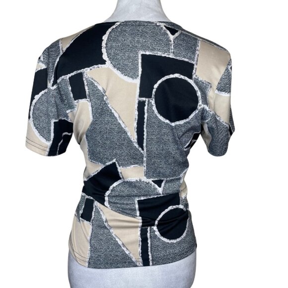 Creative Design Works Vintage Abstract Short Sleeve Square Neck Top Blouse Large - Picture 3 of 7